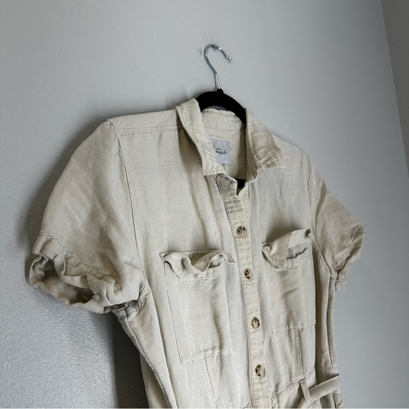 Rails Callie Linen Blend Jumpsuit Size M Women’s Cream Beige Collared Buttoned - Picture 13 of 15